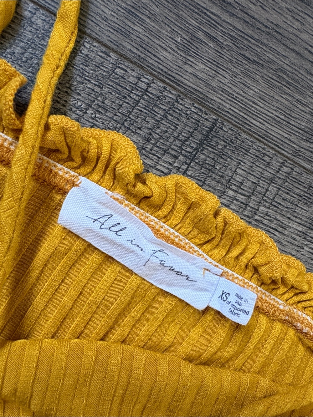 ALL IN FAVOR Yellow Ribbed Ruffled Bodysuit - Picture 2 of 3